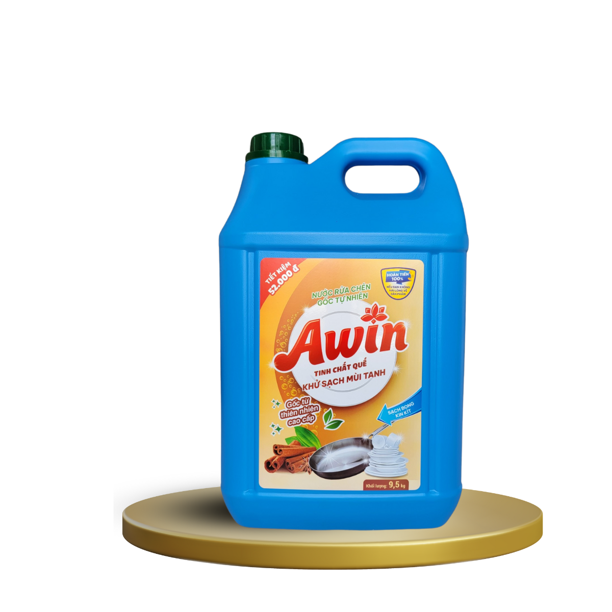 Nước Rửa Chén Awin Tinh Dầu Quế 9.5kg Cho Nhà Hàng Quán Ăn